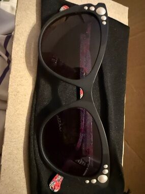 Betsey Johnson Black Sunglasses with Silver Accents